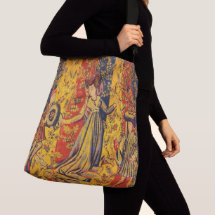 Mediaeval Italian Red Blue Yellow Chinoiserie Crossbody Bag