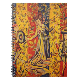 Mediaeval Italian Red Blue Yellow Chinoiserie Notebook
