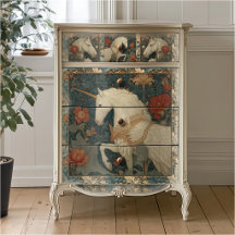 Mediaeval Jade Floral William Morris Style Unicorn