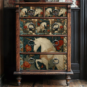 Mediaeval Jade Floral William Morris Style Unicorn Tissue Paper