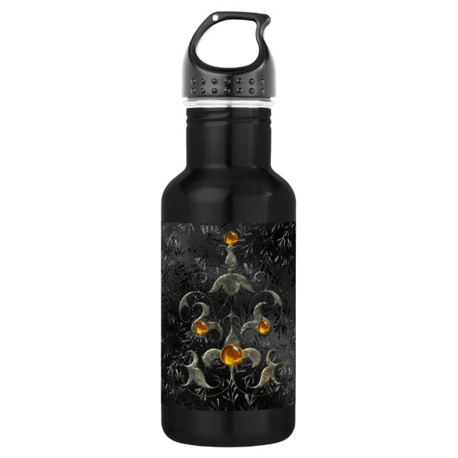 Mediaeval Jewel on Black 532 Ml Water Bottle (Front)