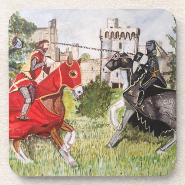 Mediaeval Joust In front of Castle  Coaster (Front)