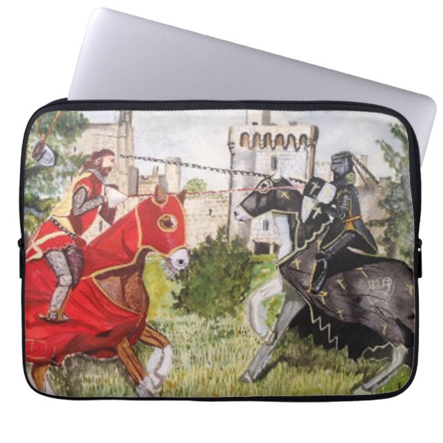 Mediaeval Joust In front of Castle Laptop Sleeve (Front)
