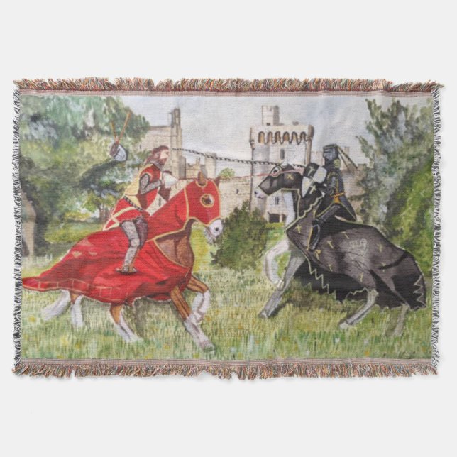 Mediaeval Joust Tapestry Throw Blanket (Front)