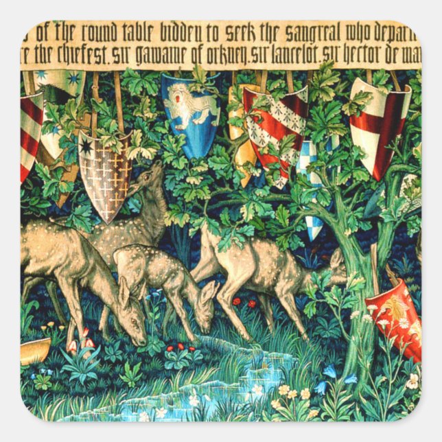 Mediaeval King Arthur William Morris Square Sticker (Front)