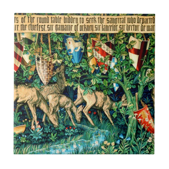 Mediaeval King Arthur William Morris Tile (Front)
