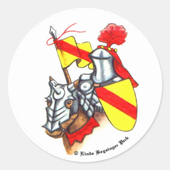 Mediaeval Knight and Horse Classic Round Sticker (Front)