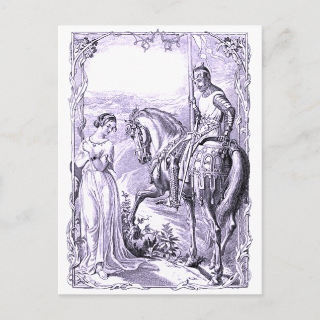 Mediaeval Knight and Lady Postcard (Front)