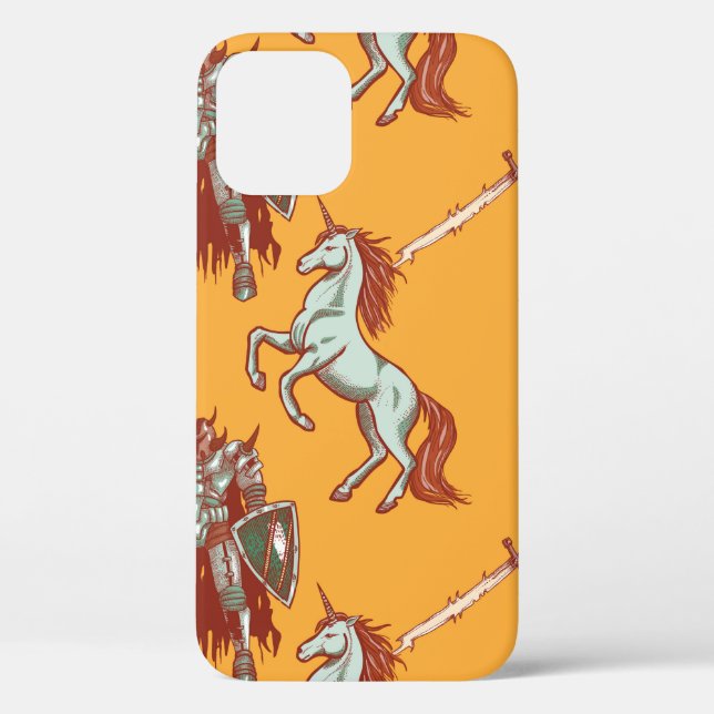 mediaeval knight and unicorn seamless pattern Case-Mate iPhone case (Back)