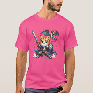 Mediaeval Knight Armour Cat Dragon Hunter Ren Fair T-Shirt