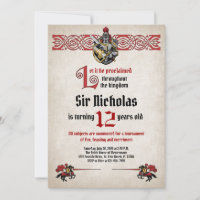 Mediaeval Knight Birthday Invitation