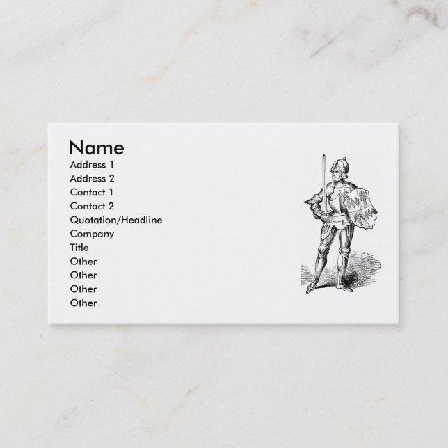 Mediaeval Knight Business Card (Front)