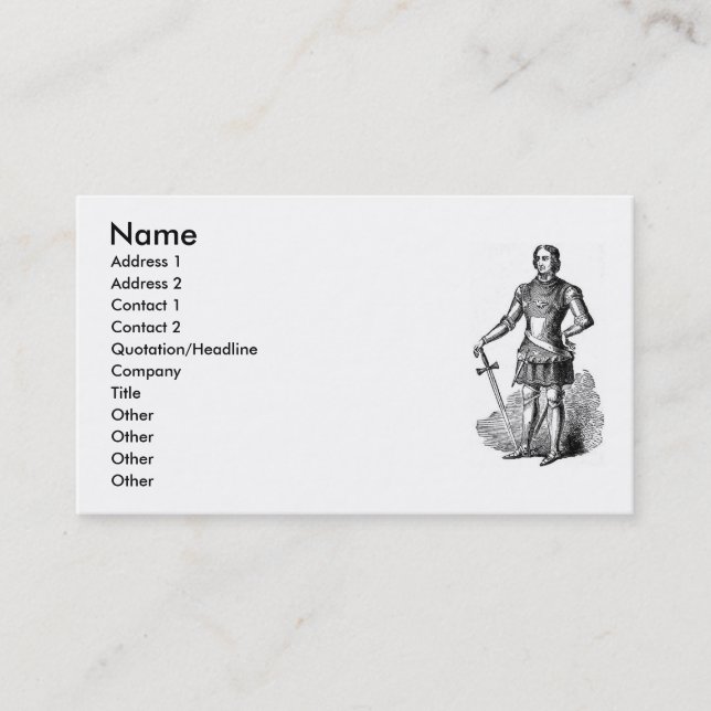 Mediaeval Knight Business Card (Front)