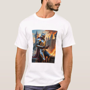Mediaeval Knight Castle Fire Funny Fantasy Art Tee