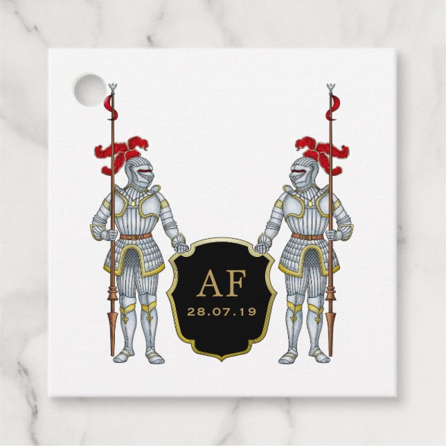 Mediaeval Knight Castle Monogram Favour Tags (Front)