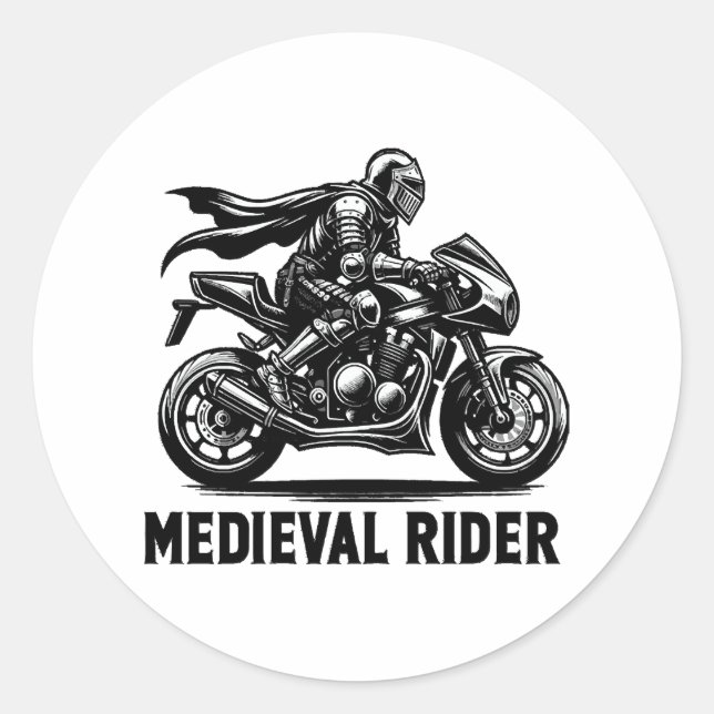 Mediaeval knight classic round sticker (Front)
