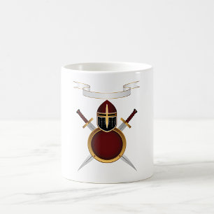 Mediaeval Knight Crest Helmet Swords Shield Coffee Mug
