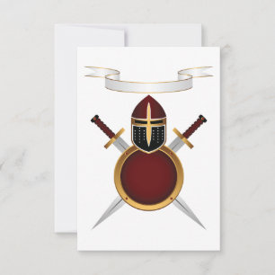 Mediaeval Knight Crest Helmet Swords Shield  Invitation