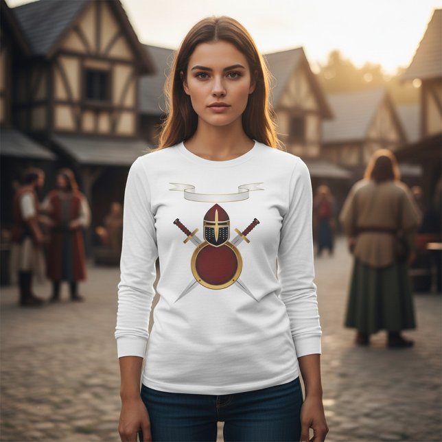Mediaeval Knight Crest Helmet Swords Shield  T-Shirt (Creator Uploaded)