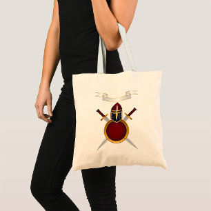 Mediaeval Knight Crest Helmet Swords Shield Tote Bag