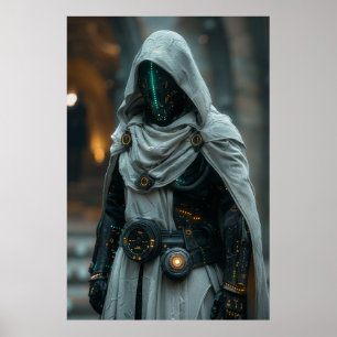 Mediaeval Knight Cybernetic Mage with Cool Robes P Poster