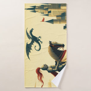 Mediaeval Knight/dragon/castle fantsy Bath Towel