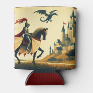 Mediaeval Knight/dragon/castle fantsy Can Cooler