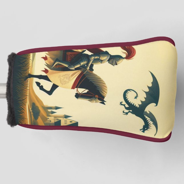 Mediaeval Knight/dragon/castle fantsy Golf Head Cover (Front)