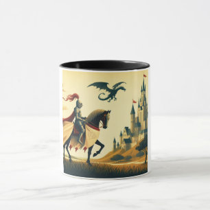 Mediaeval Knight/dragon/castle fantsy Mug