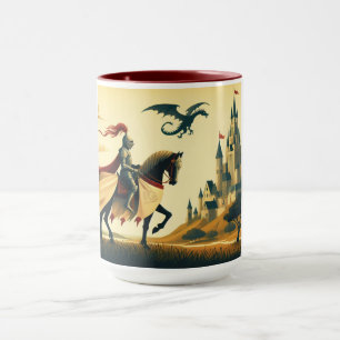 Mediaeval Knight/dragon/castle fantsy Mug