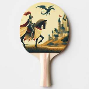 Mediaeval Knight/dragon/castle fantsy Ping Pong Paddle