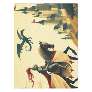 Mediaeval Knight/dragon/castle fantsy Tablecloth
