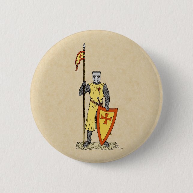 Mediaeval Knight Early 13th Century 6 Cm Round Badge (Front)