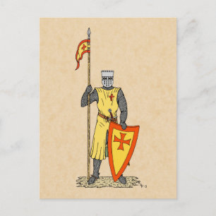 Mediaeval Knight Early 13th Century Postcard
