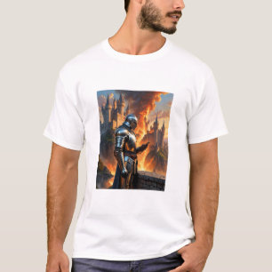 Mediaeval Knight Funny Castle Fire Fantasy Art Tee