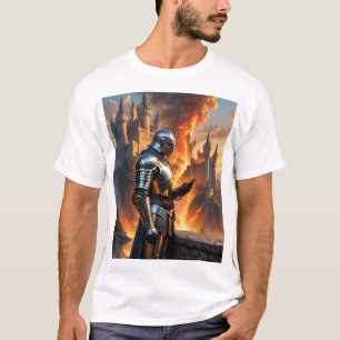 Mediaeval Knight Funny Castle Fire Fantasy Art Tee