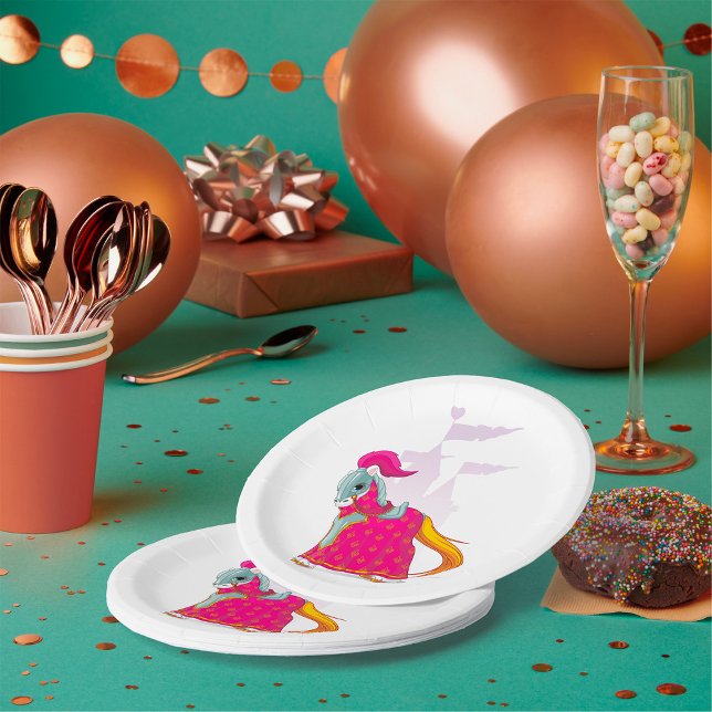 Mediaeval Knight Horse in Armour Fantasy Paper Plate (Creator Uploaded)