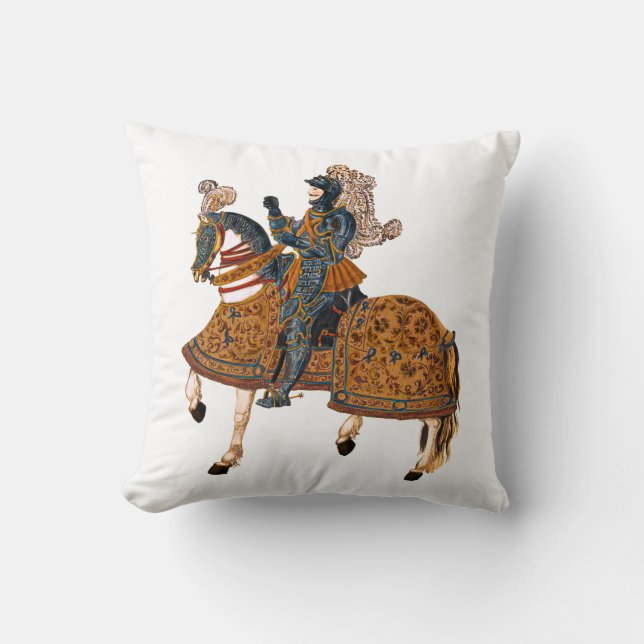 Mediaeval Knight in Armour on horse back Cushion (Front)