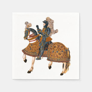 Mediaeval Knight in Armour on horse back Napkin