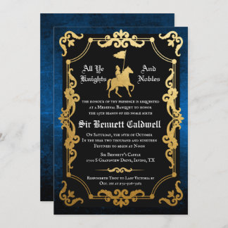 Mediaeval Knight Jousting Birthday Invitation