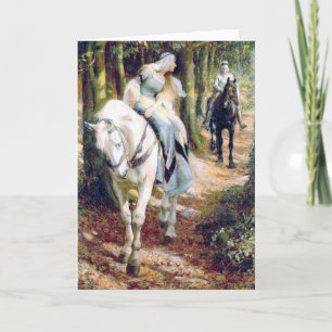 Mediaeval knight lady antique painting card