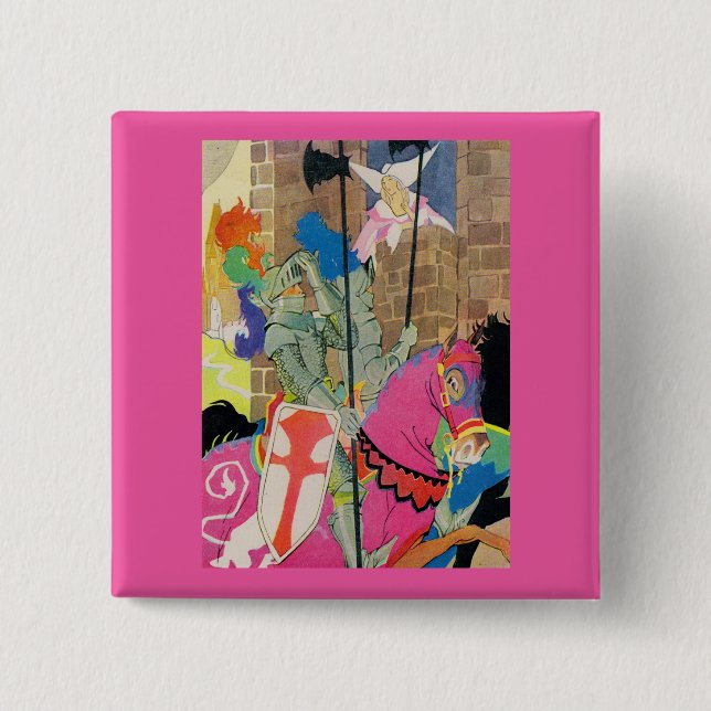 mediaeval knight on horseback 15 cm square badge (Front)