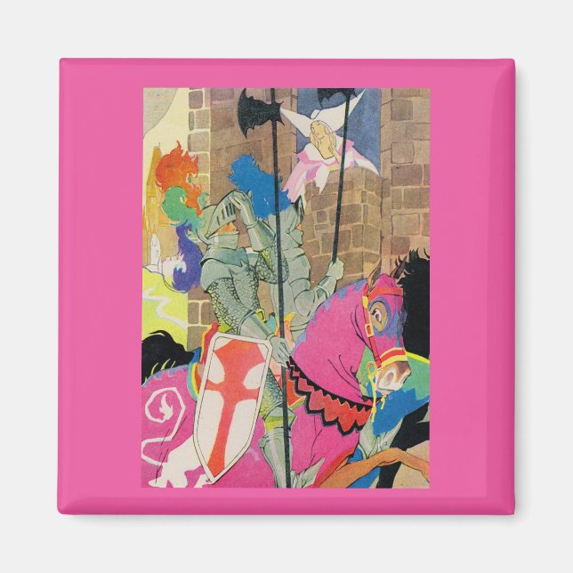 mediaeval knight on horseback magnet (Front)