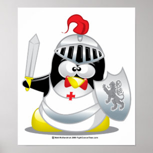 Mediaeval Knight Penguin Poster