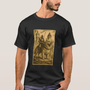 Mediaeval Knight Riding Golden Retriever Dog Surre T-Shirt