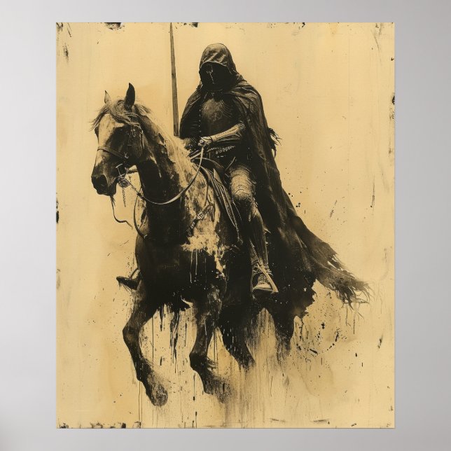Mediaeval Knight Riding Horse Poster (Front)