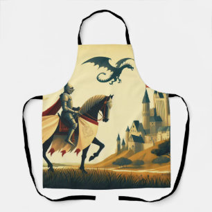 Mediaeval Knight wyvern castle fantasy Apron