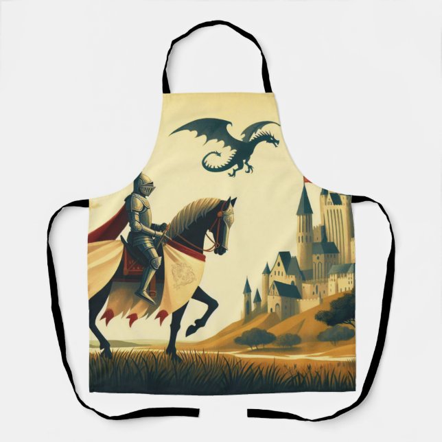 Mediaeval Knight wyvern castle fantasy Apron (Front)