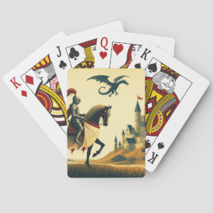 Mediaeval Knight & wyvern fantasy Playing Cards