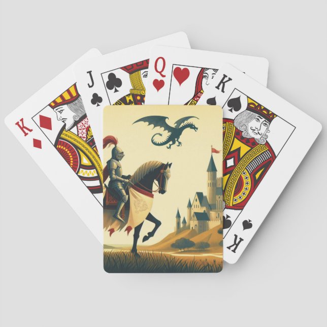 Mediaeval Knight & wyvern fantasy  Playing Cards (Back)